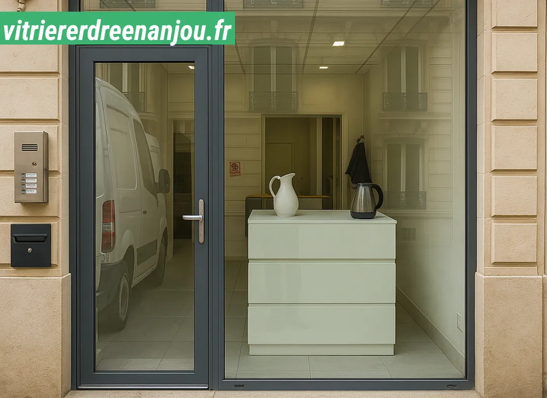 Façade vitrine de magasin en aluminium sur mesure à Erdre-en-Anjou